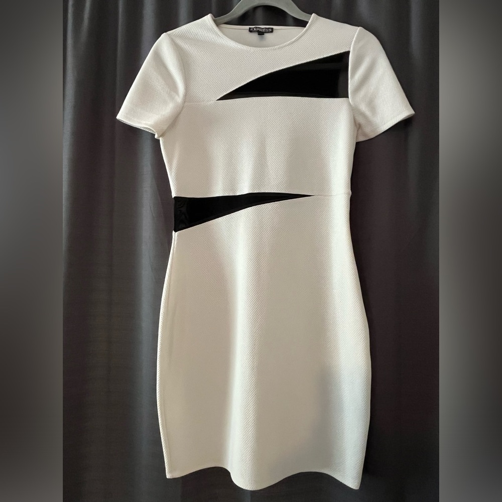 White dress with mess cutouts
